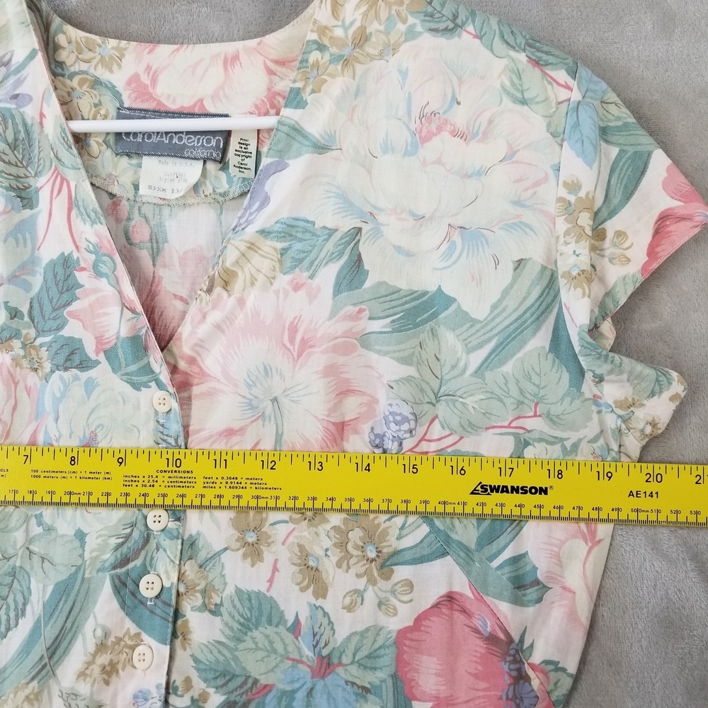 Vintage Floral Midi Dress M 100% Cotton USA Made 50's Inspired Cottage Prairie - Picture 5 of 11